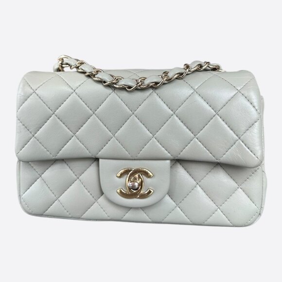 Chanel Grey Mini Rectangular Classic Flap Bag - Picture 1 of 8